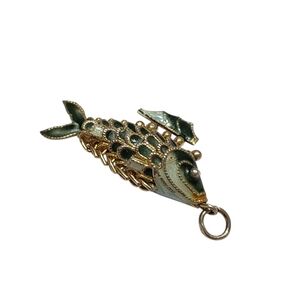 Vintage Chinese Enamel Articulated Pendant Necklace Signed Sterling Silver